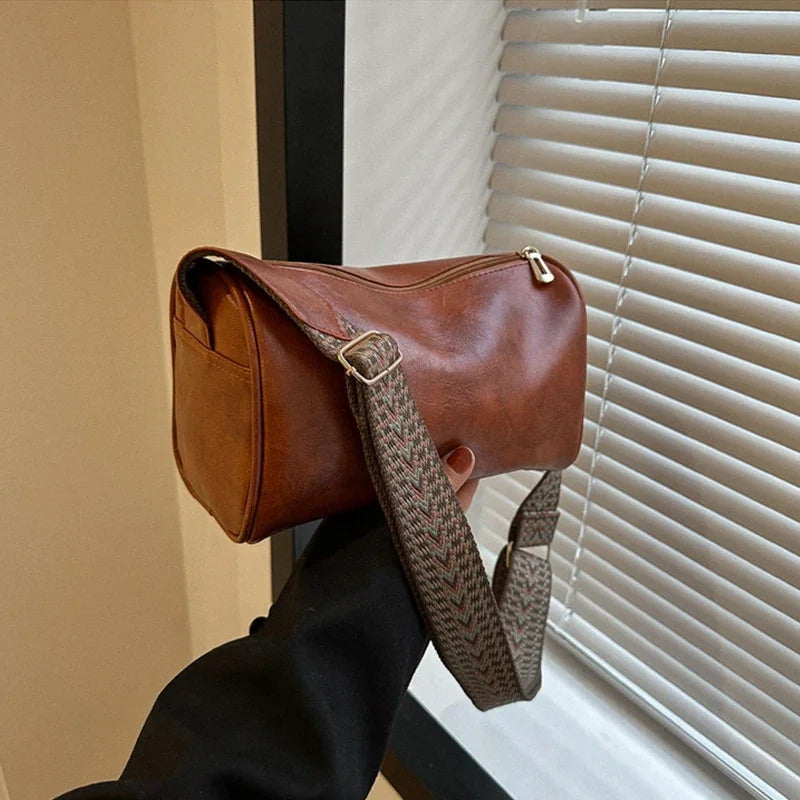 Vintage PU-Leder Boston Handtasche für Damen – Kleine Pillow Crossbody Bag, Modische Schultertasche für Casual & Reisen