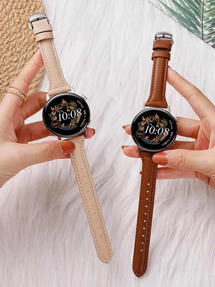 Schlankes Lederarmband 20mm & 22mm für Samsung Galaxy Watch – Elegantes Ersatzarmband für Galaxy Watch 7, FE, 6, 5, 5 Pro, 4 Classic, Active 2 & Huawei Watch GT