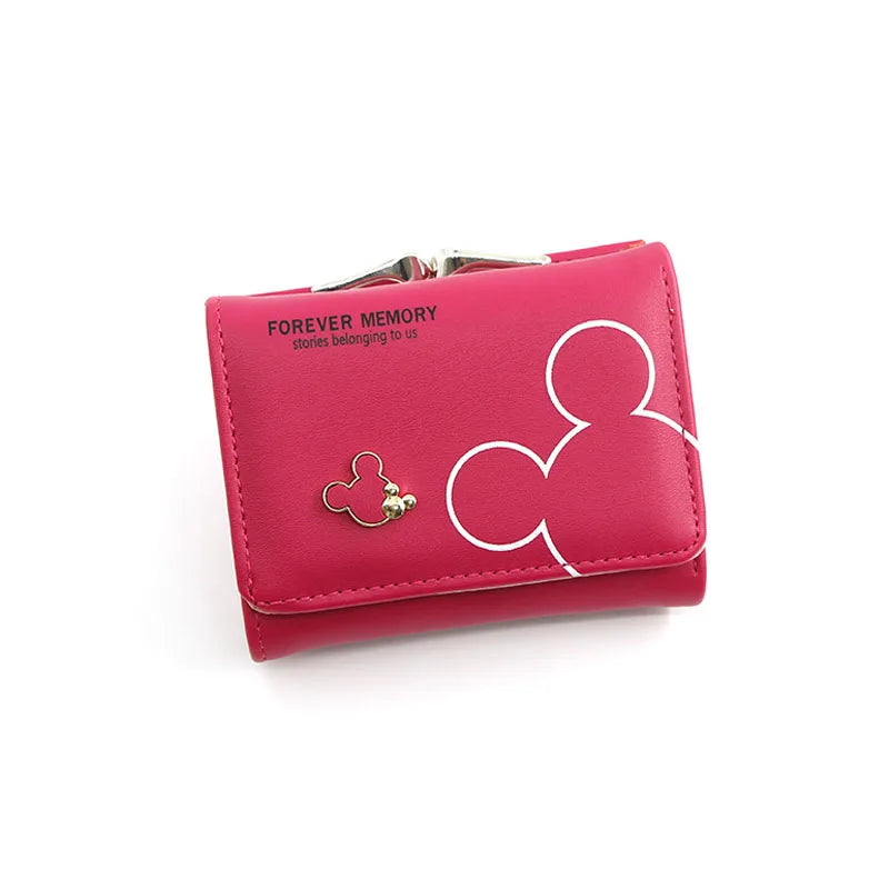 Disney Mickey Mouse Damen Geldbörse - Pequeña cartera de piel sintética para mujeres y niñas con diseño de dibujos animados 
