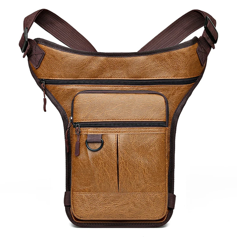 Multifunktionale Herren Bein- & Hüfttasche aus PU-Leder – Outdoor Sporttasche als Waist-, Crossbody- & Leg Bag für Wandern & Alltag