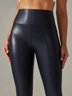 FITTOO Damen Winter Lederleggings High Waist – Skinny Push-Up PU Leggings mit Samt-Innenfutter & Stretch