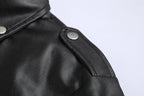 Chaqueta de cuero de PU para hombre Slim Fit con Stehkragen – Winddichte Motorradjacke im Punk Style mit diagonalem Reißverschluss for alle Jahreszeiten 