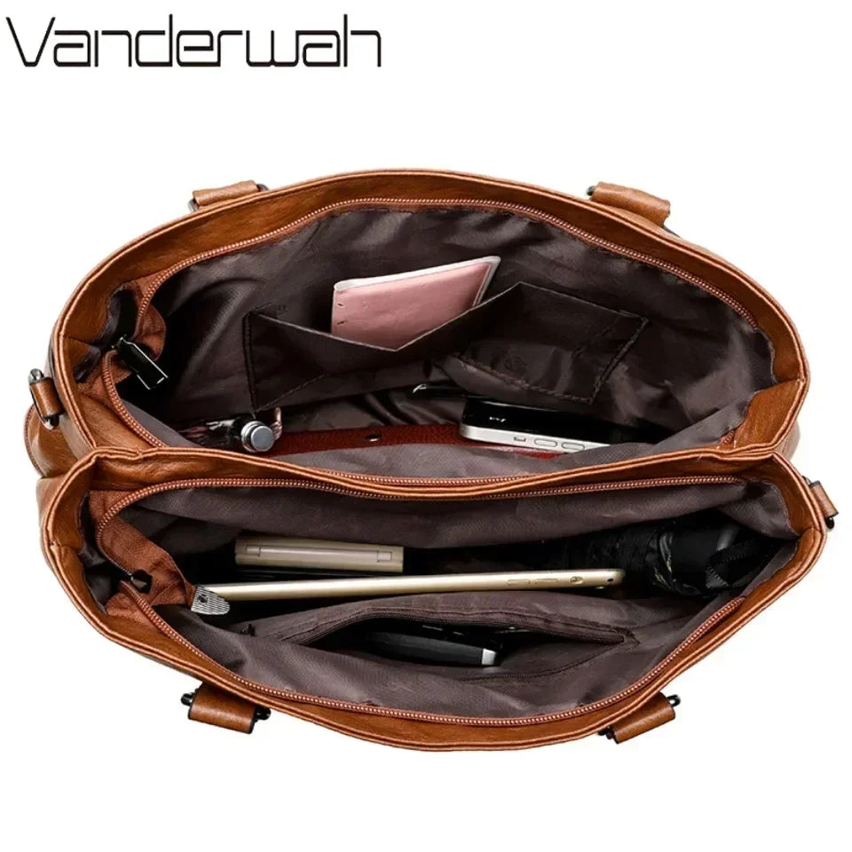 VANDERWAH Elegante Damen Handtasche – Hochwertige PU-Leder Top-Handle Bag, Große Casual Tote & Crossbody Bag 2025