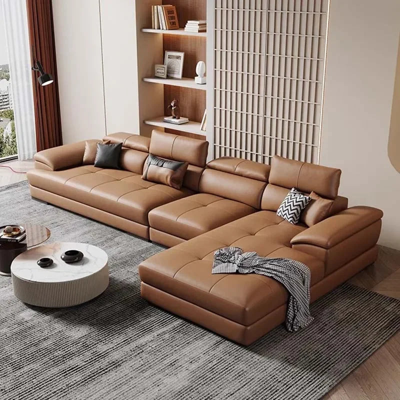 Europäisches Luxus Ecksofa aus Echtleder – Modulares L-Form Designer-Sofa for das Wohnzimmer, moderne et élégant