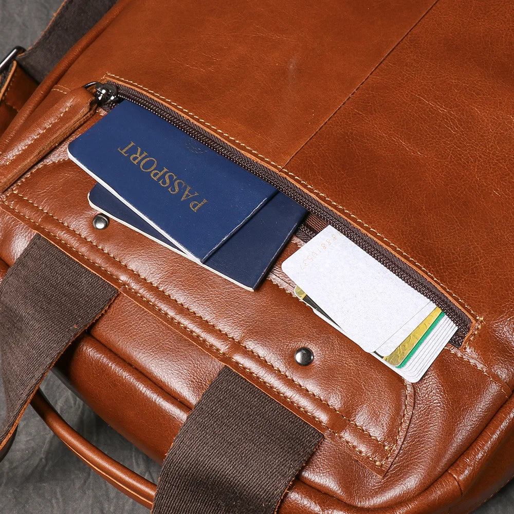 LEATHFOCUS Vintage Leder Rucksack Herren – Echtleder Crossbody Backpack für 15 Zoll Laptop, Outdoor, Reise & Alltag