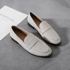 YBQJOO Damen Flats 2025 – Vintage Lederschuhe mit Rundzehen, rutschfest, britischer Stil, flache Alltagsschuhe für Frühling und Herbst