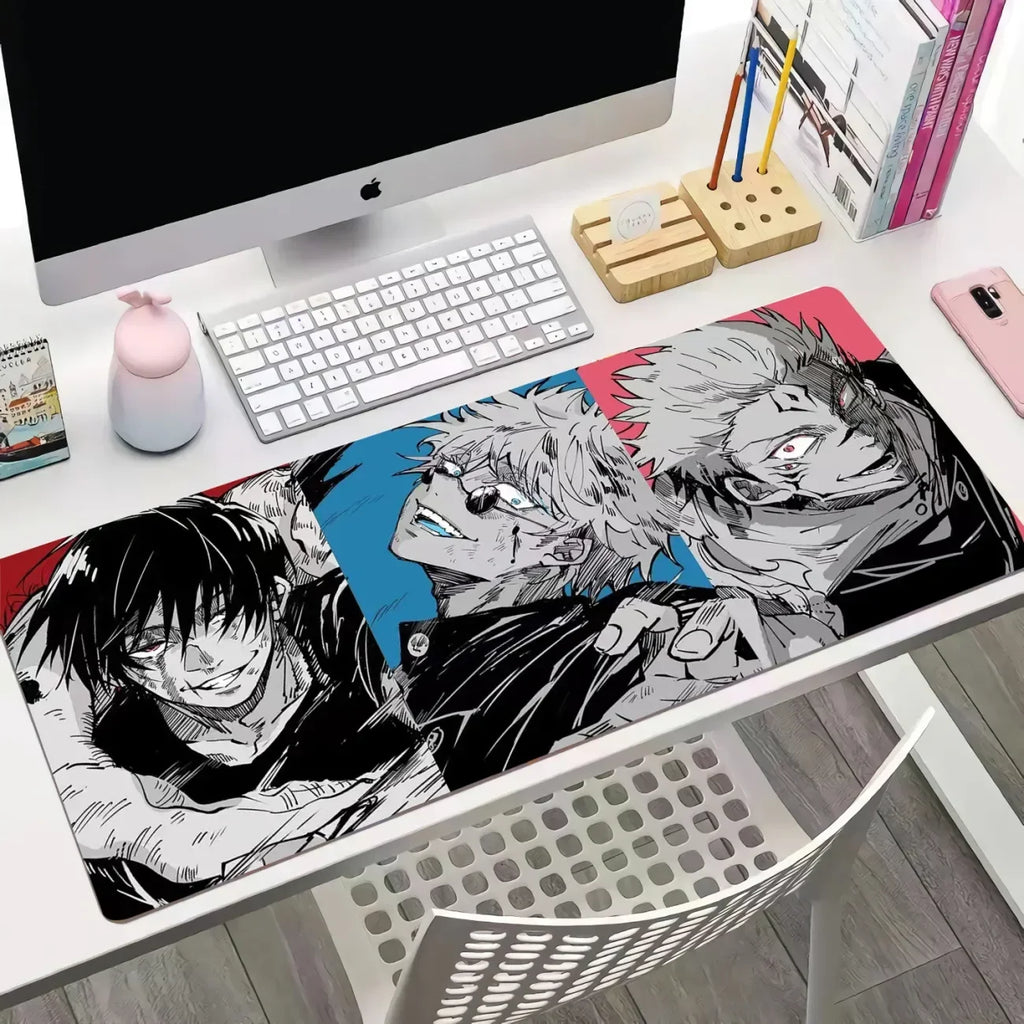 Satoru Gojo XXL Anime Schreibtischunterlage aus PU Leder - Alfombrilla de ratón para juegos en el diseño de Jujutsu Kaisen para oficinas, dormitorios y deportes electrónicos