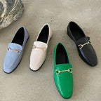 Comemore Damen Loafers – Slip-On Flats aus Mikrofaser, britischer Stil mit Metallakzent, runde Zehen, Frühling & Herbst