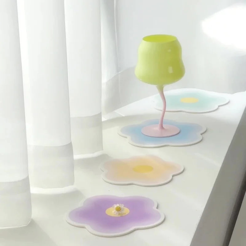 Blumenförmige Leder Untersetzer & Tischmatten – Hitzebeständig, rutschfest & dekorativ, kreative Platzsets in Farbverlauf