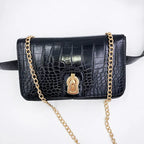 ZDARLBO Damen Hip-Hop Bauchtasche – Krokodil-Optik PU-Leder, Ketten- & Crossbody Bag, Lustige Gürteltasche für Frauen