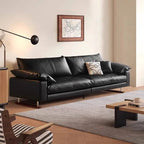 Vintage Designer Leder Sofa aus Massivholz – Elegantes Luxus Lounge Sofa für das Wohnzimmer aus echtem Leder