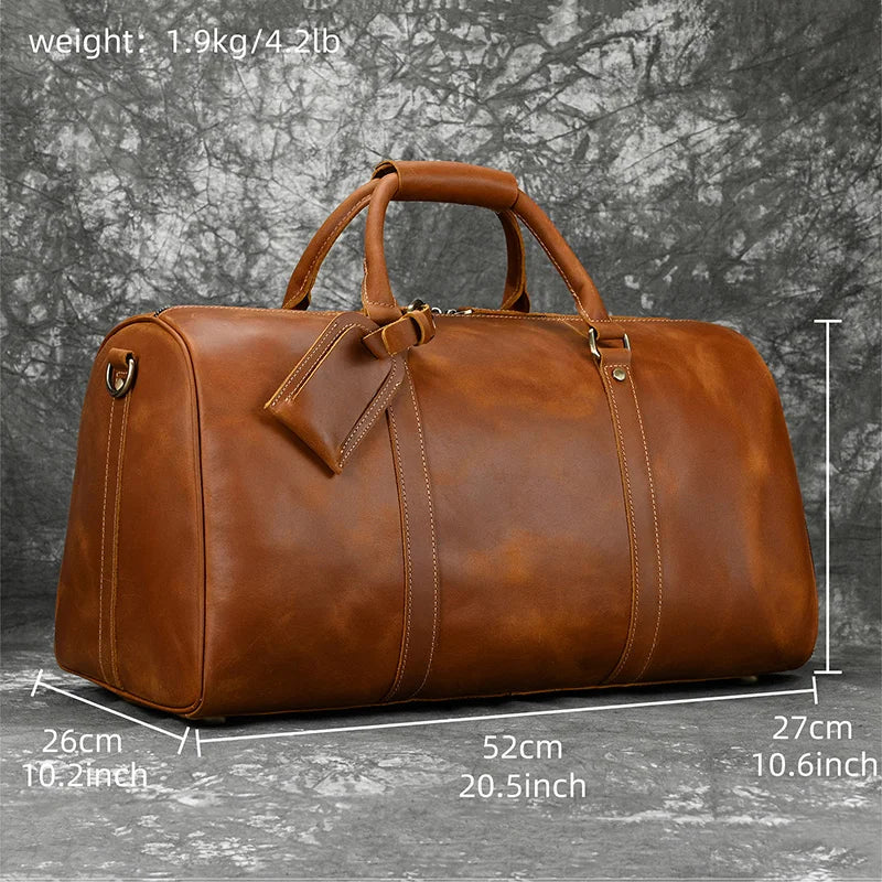 LUUFAN Bolsos de cuero para hombre con bolso de cuero vintage – Bolso de lona Vintage Crazy Horse grande con bolso de mano, bolso de negocios y de fin de semana 