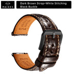 MAIKES Brassard de luxe en cuir avec dégagement rapide - Brassard Premium 20 mm / 21 mm / 22 mm avec fermeture papillon pour brassard élégant