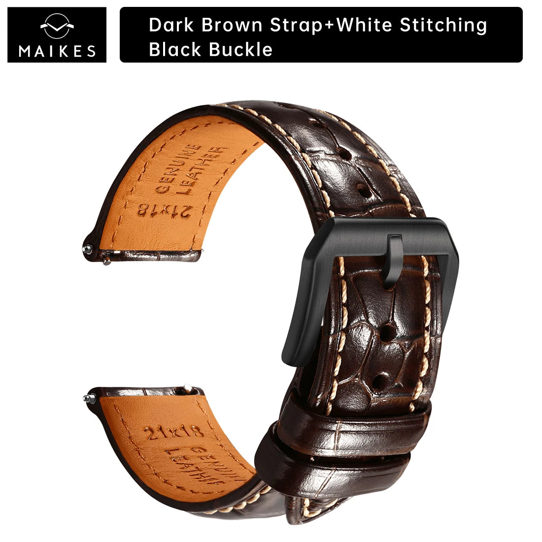 MAIKES Luxus Leder Uhrenarmband mit Quick Release – 20 mm / 21 mm / 22 mm Premium Armband mit Butterfly-Schließe für elegante Armbanduhren