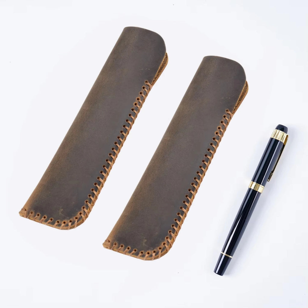 Handgefertigtes Vintage Leder Stifteetui aus Echtleder – Edle Schutzhülle für Füllfederhalter & Schreibgeräte | Stilvolles Pen Case für Schule & Büro