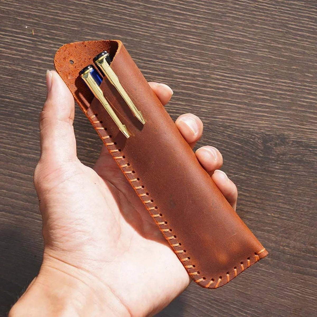 Weiches Leder Stifteetui – Handgefertigte Pen Hülle aus echtem Leder für Schule, Büro &amp; Reisen