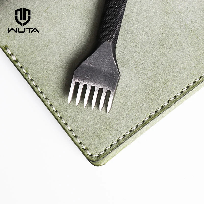 WUTA Diamond Pricking Iron Lederchisel – Schwarzes Stichloch-Werkzeug mit 3 mm oder 4 mm Zahnabstand für präzise Lederhandarbeit