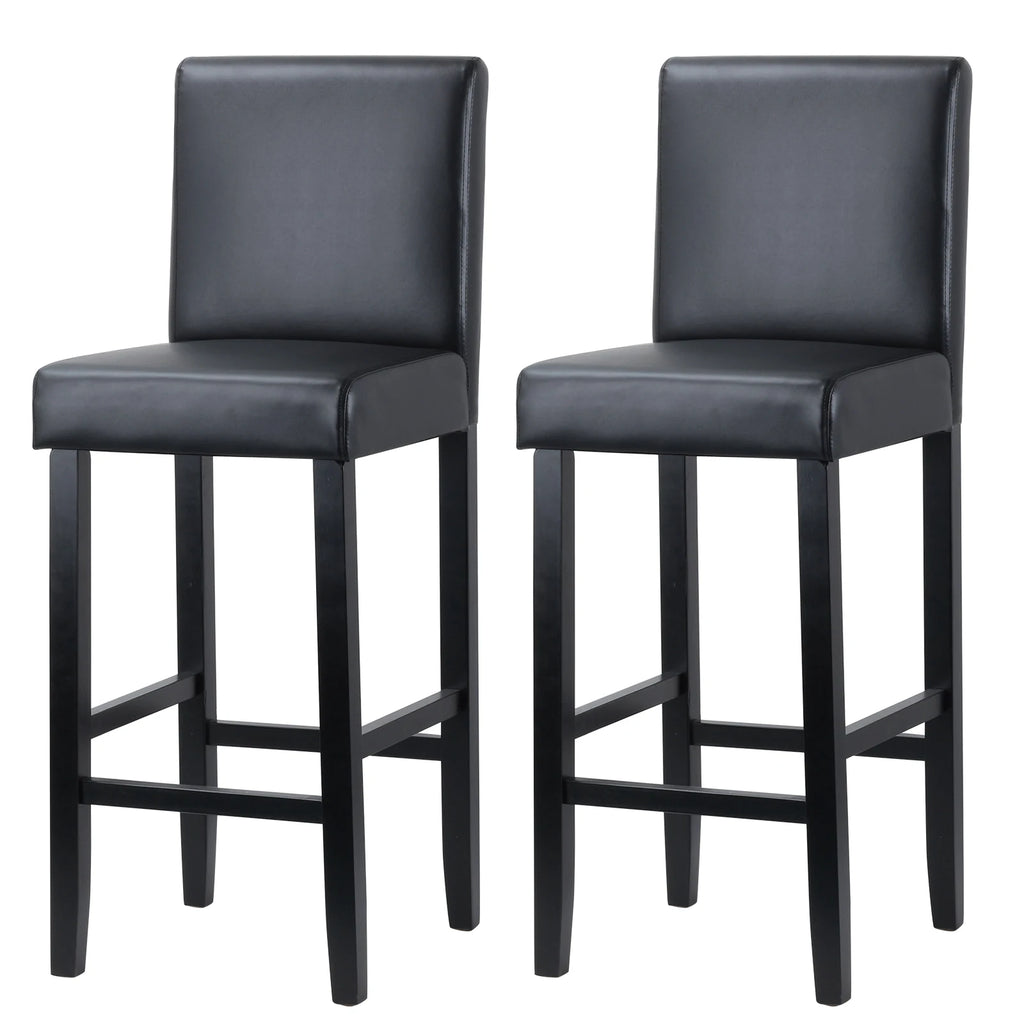 WOLTU Barstühle 2er Set aus Kunstleder – Gepolsterte Thekenstühle mit Rückenlehne & Massivholzgestell für Küche, Büro & Bistro