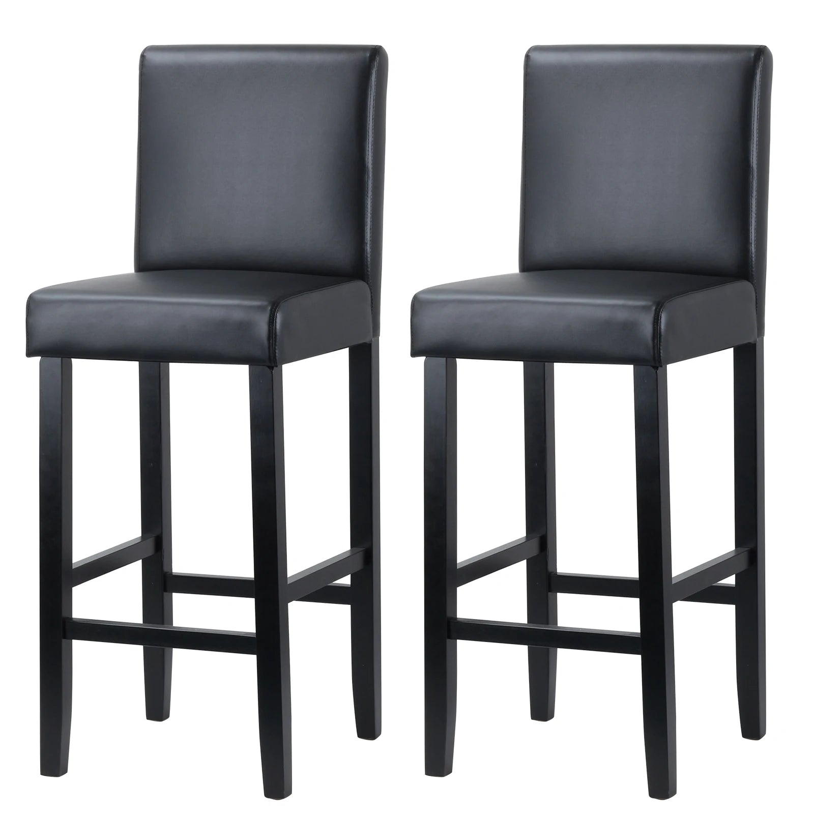 WOLTU Barstühle 2er Set aus Kunstleder – Gepolsterte Thekenstühle mit Rückenlehne & Massivholzgestell für Küche, Büro & Bistro