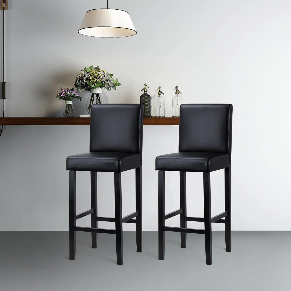 WOLTU Barstühle 2er Set aus Kunstleder – Gepolsterte Thekenstühle mit Rückenlehne & Massivholzgestell für Küche, Büro & Bistro