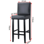 WOLTU Barstühle 2er Set aus Kunstleder – Gepolsterte Thekenstühle mit Rückenlehne & Massivholzgestell für Küche, Büro & Bistro