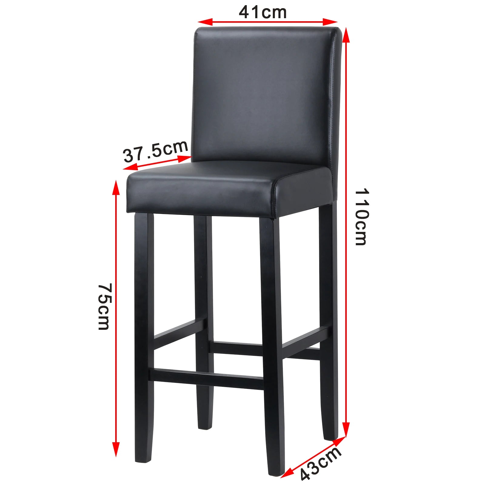 WOLTU Barstühle 2er Set aus Kunstleder – Gepolsterte Thekenstühle mit Rückenlehne & Massivholzgestell für Küche, Büro & Bistro
