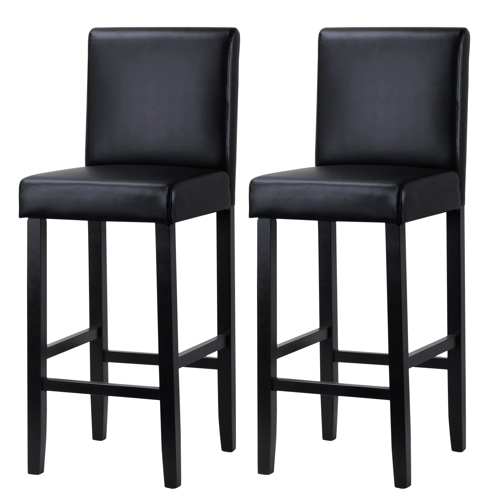WOLTU Barstühle 2er Set aus Kunstleder – Gepolsterte Thekenstühle mit Rückenlehne & Massivholzgestell für Küche, Büro & Bistro